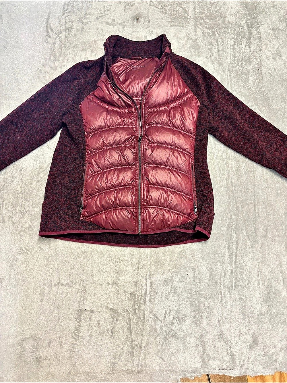 London Fog Burgundy & Black Puffer Jacket XL